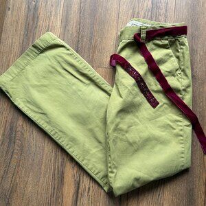 Tommy Hilfiger Women's Chino Pants Size 10 Lime Green with Velvet Beaded Belt